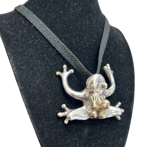 VINTAGE STERLING SILVER LEAP FROG PENDANT SMALL & BIG FROG - Picture 5 of 16